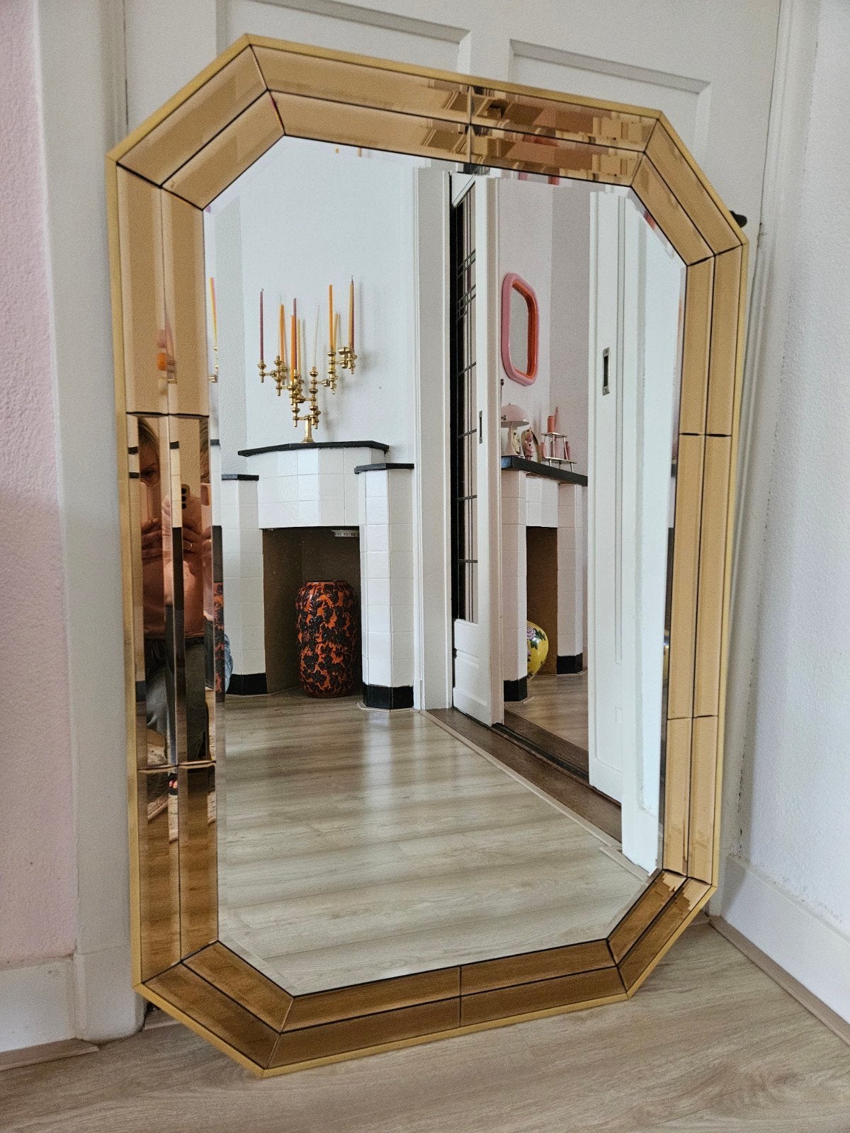 Vintage design MEGA Schöningen facetgeslepen spiegel, .., Gebruikt, 100 tot 150 cm, 75 tot 100 cm