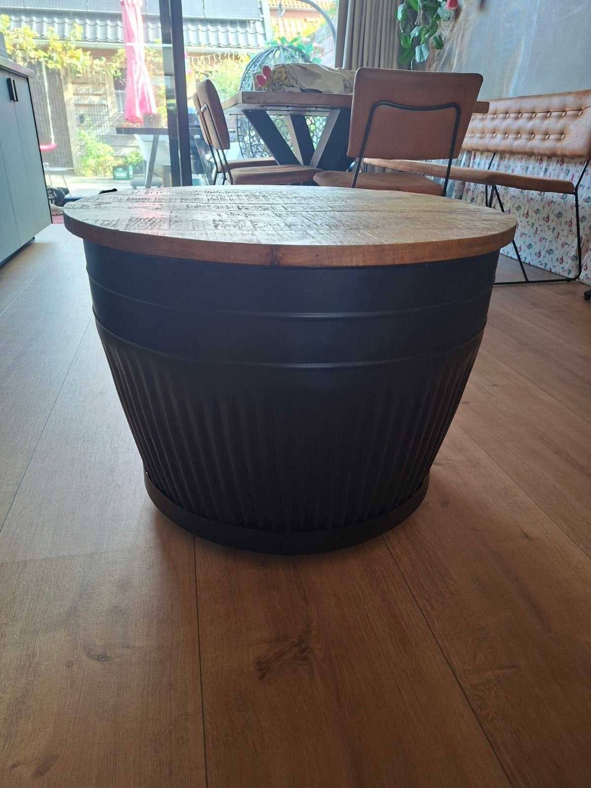 Salontafel ton op wieltjesel, 50 – 75, Gebruikt, 50 tot 100 cm, Rond