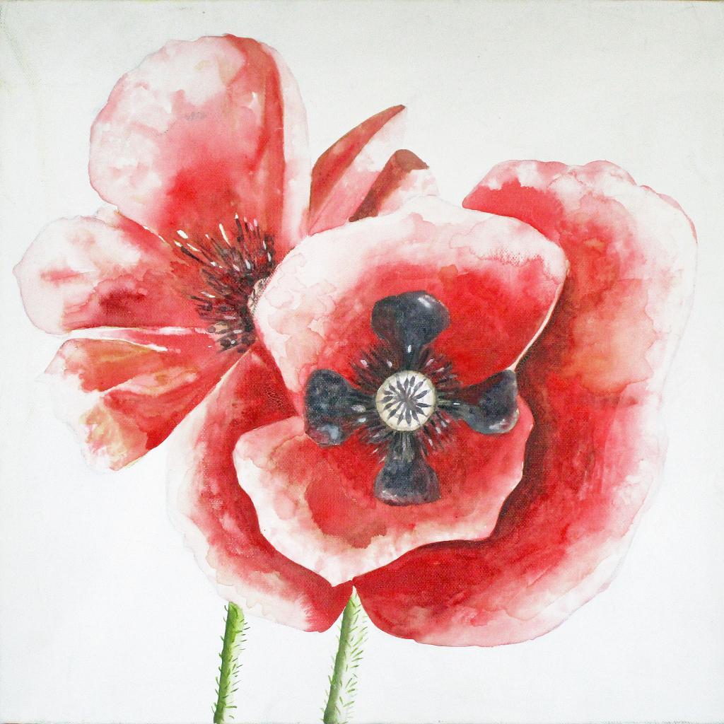 Schilderij van klaprozen, Antiek en Kunst, Kunst | Schilderijen | Klassiek, Ophalen of Verzenden