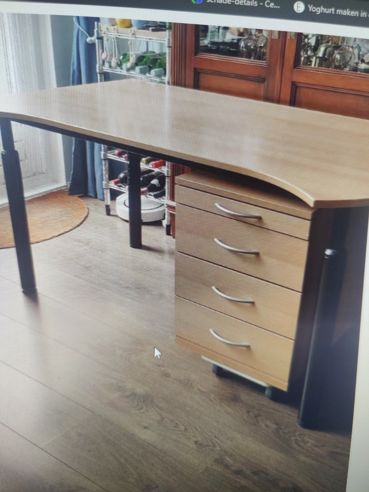 bureau met ladenkast, Huis en Inrichting, Bureaus, Ophalen, Gebruikt, In hoogte verstelbaar, Bureau-kast combinatie