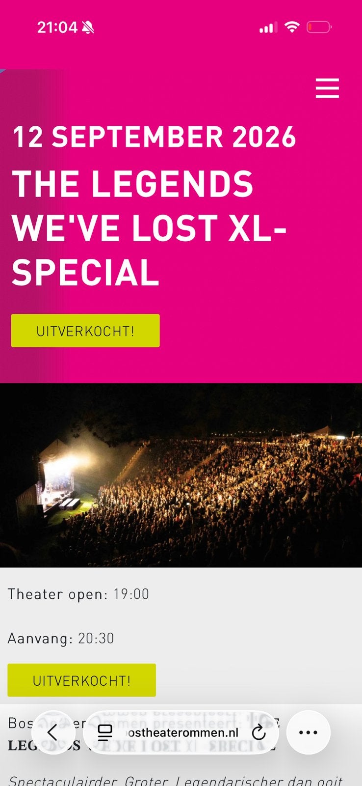 4 tickets The Legends we’ve lost XL Special Bostheater Ommen, Tickets en Kaartjes, Drie personen of meer