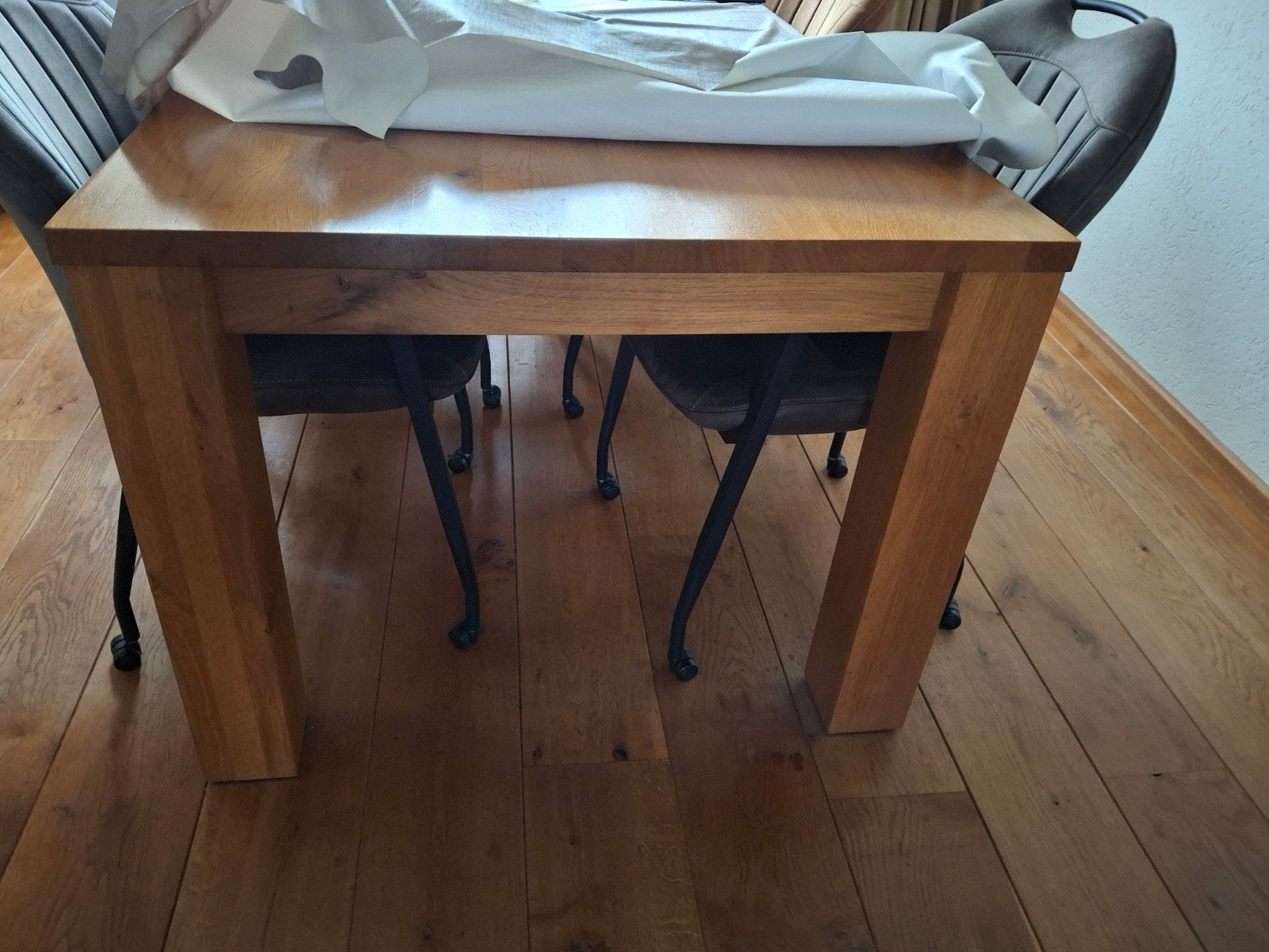 handgemaakte eiken eettafel H79 B100 L220, Ophalen, Rechthoekig, 200 cm of meer, 50 tot 100 cm