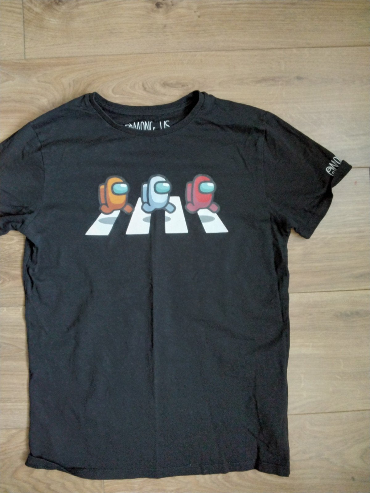 Among Us T-shirt - Zwart - Maat 146, Among us, Ophalen of Verzenden, Zo goed als nieuw, Shirt of Longsleeve