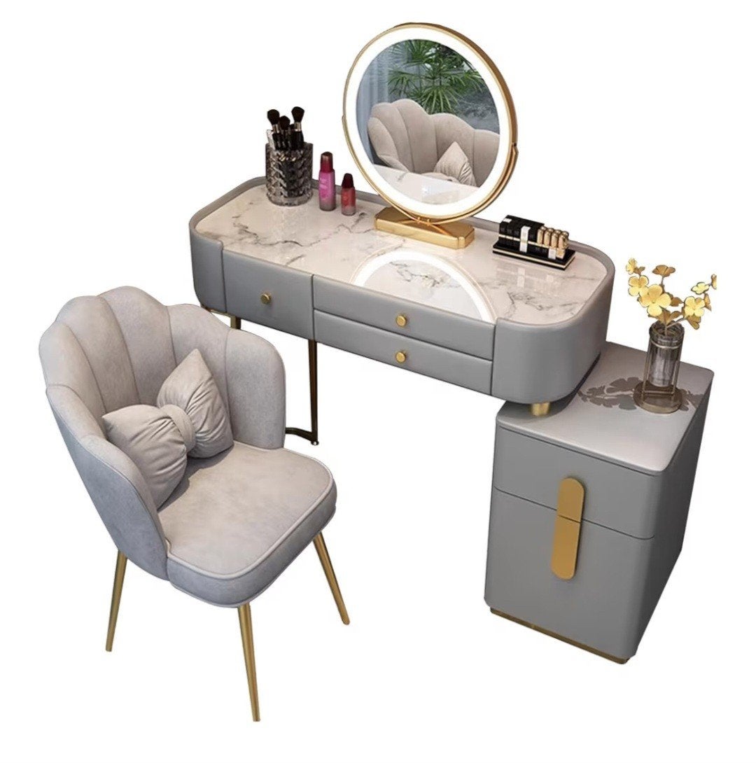 Luxe Make-up Tafel Set met Spiegel en Opbergruimte, 100 tot 150 cm, Modern, Luxe, Glamour, Metaal of Aluminium, Nieuw