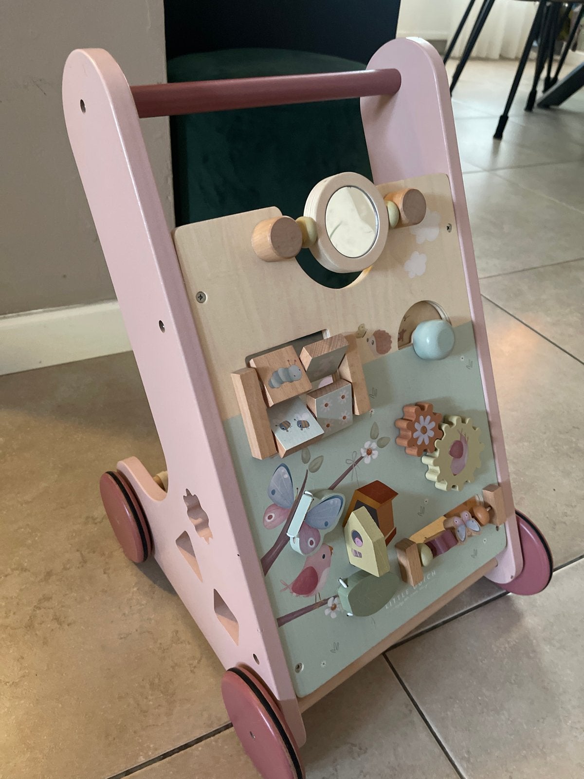 Little Dutch Houten Loopwagen Roze - Zo goed als nieuw, Ophalen of Verzenden, Zo goed als nieuw, Overige typen, Met wieltjes