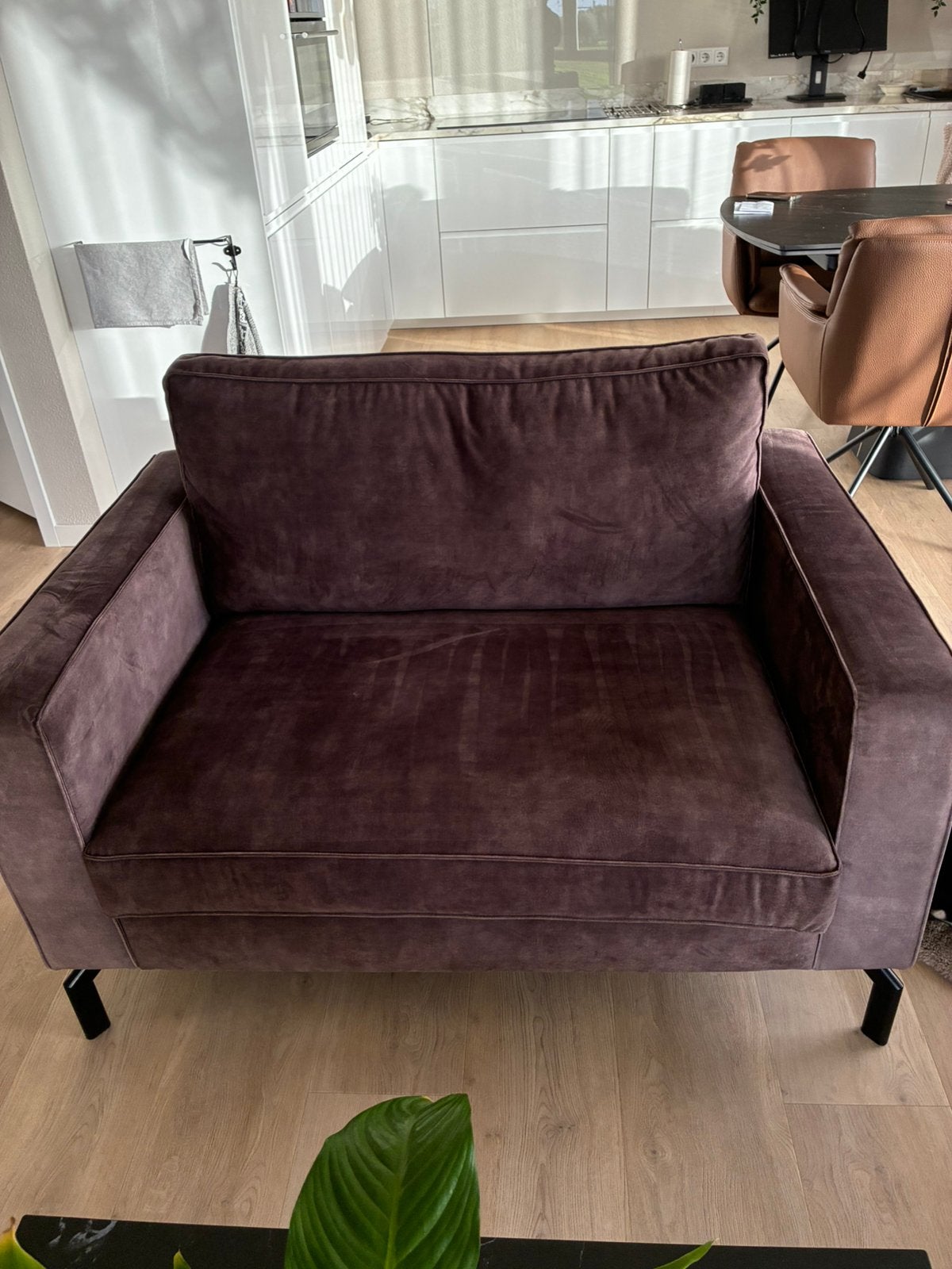 Loveseat Just Design donker bruin L124 cm H 90 cm D 90 cm., Ophalen, Tweepersoons, 75 tot 100 cm, Zo goed als nieuw