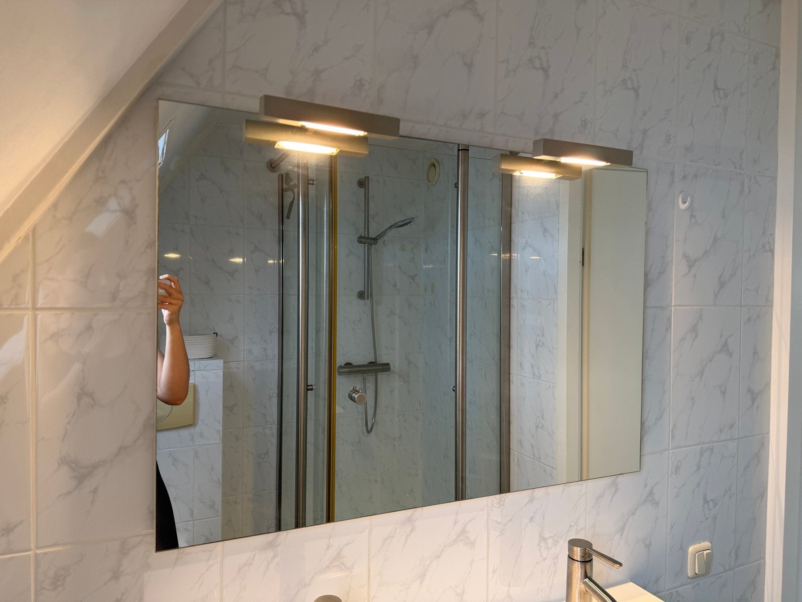 Gratis spiegel met verlichting, Huis en Inrichting, Woonaccessoires | Spiegels, Ophalen, Gebruikt, 100 tot 150 cm, 100 tot 125 cm