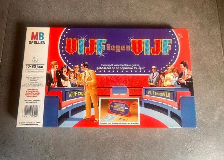 Vintage Bordspel 'Vijf tegen Vijf' MB Spellen 1983, Hobby en Vrije tijd, Drie of vier spelers, Ophalen of Verzenden, Gebruikt