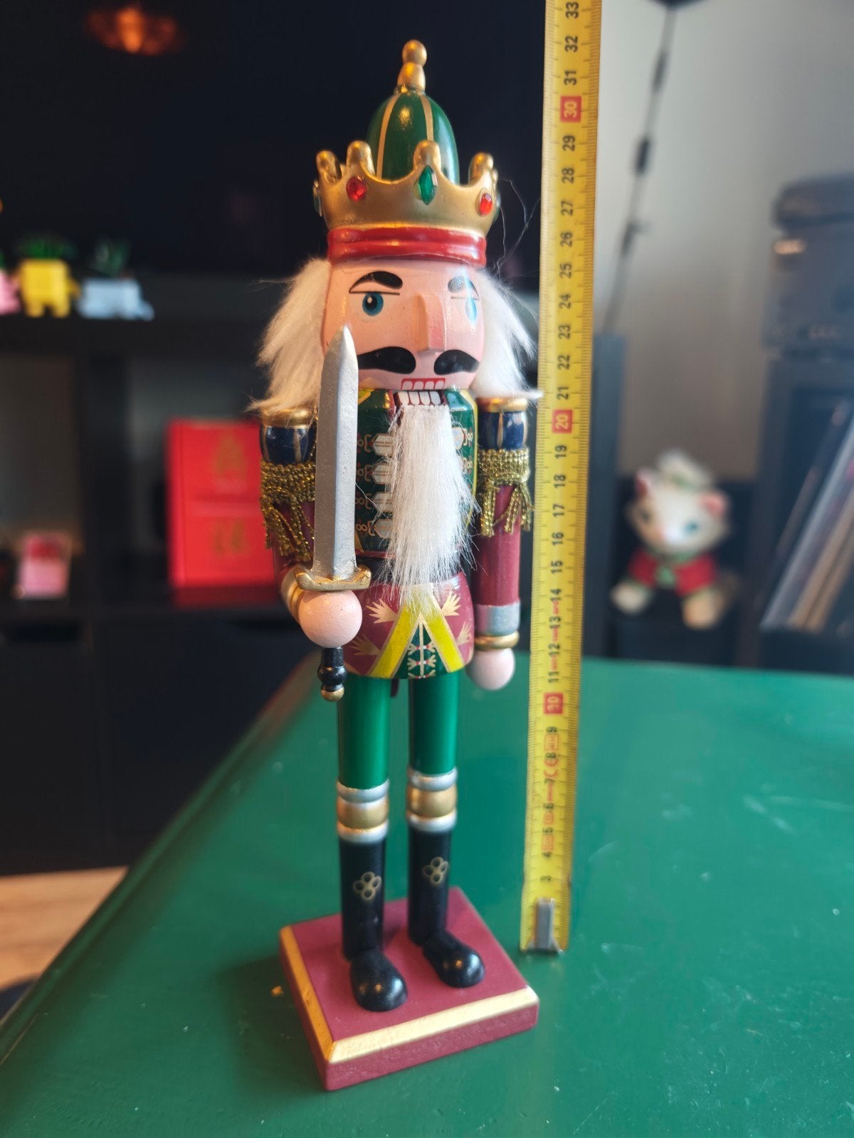Prachtige Houten Notenkraker Koning met Zwaard (30 cm), Diversen, Kerst, Ophalen, Zo goed als nieuw