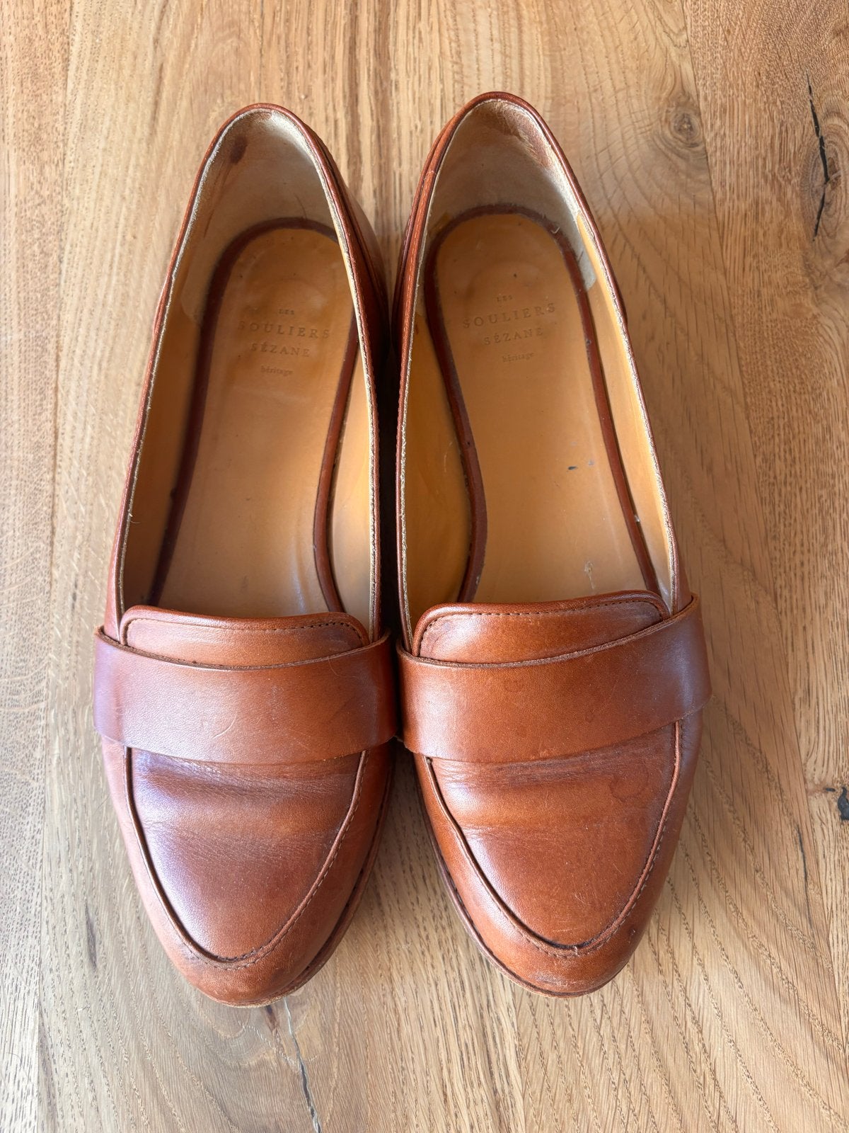 Sezane Heritage Leren Instappers - Maat 39, Ophalen of Verzenden, Gedragen, Bruin, Instappers