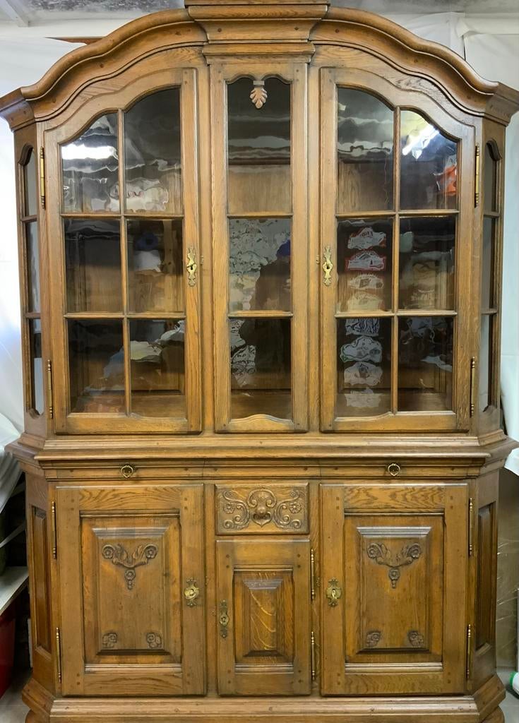 Retro Vitrinekast Donker Eiken - Duits Fabrikaat, Ophalen, 200 cm of meer, 150 tot 200 cm, Eikenhout