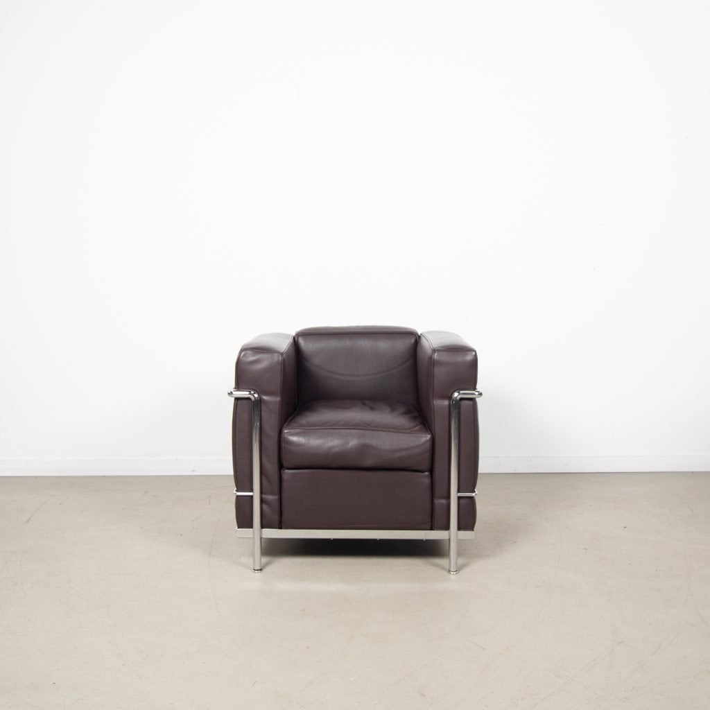 Cassina LC2 Fauteuil Donkerbruin Leer, Niet ingevuld, Zo goed als nieuw, Niet ingevuld, Niet ingevuld