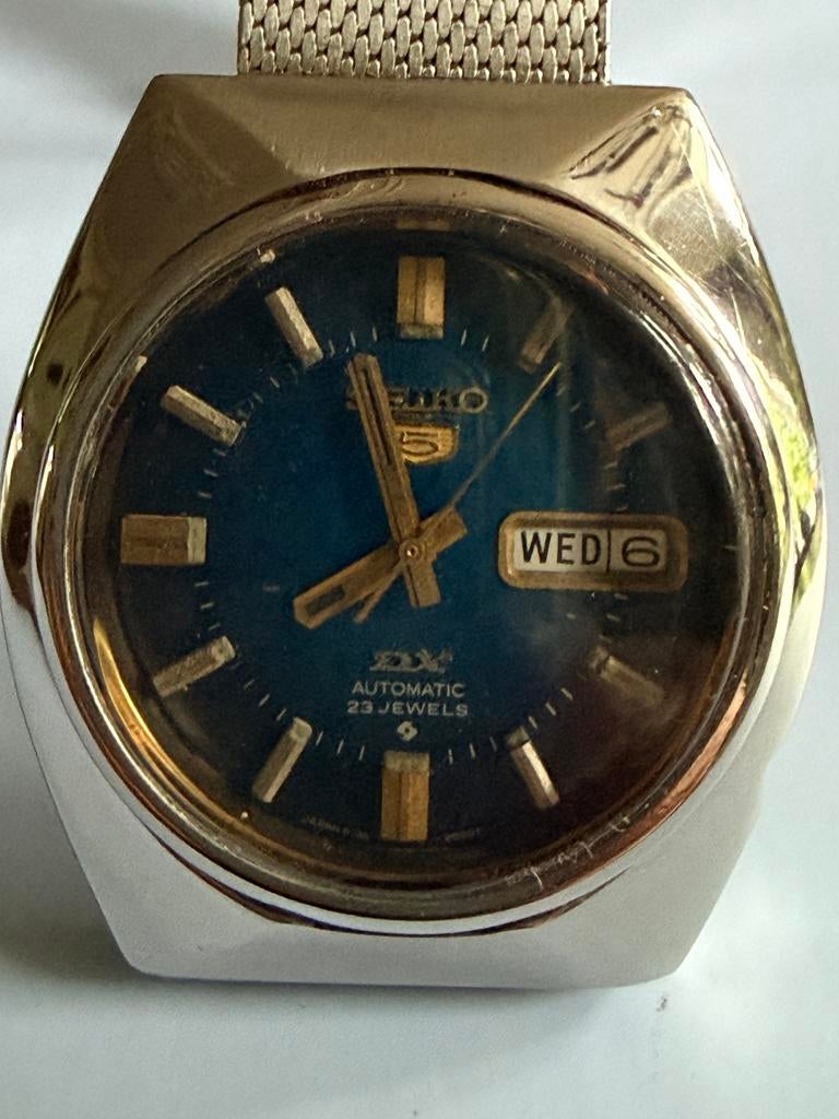 Vintage Seiko 5 DX blue, Sieraden, Tassen en Uiterlijk, Horloges | Heren, Gebruikt, Staal, Polshorloge, Ophalen of Verzenden