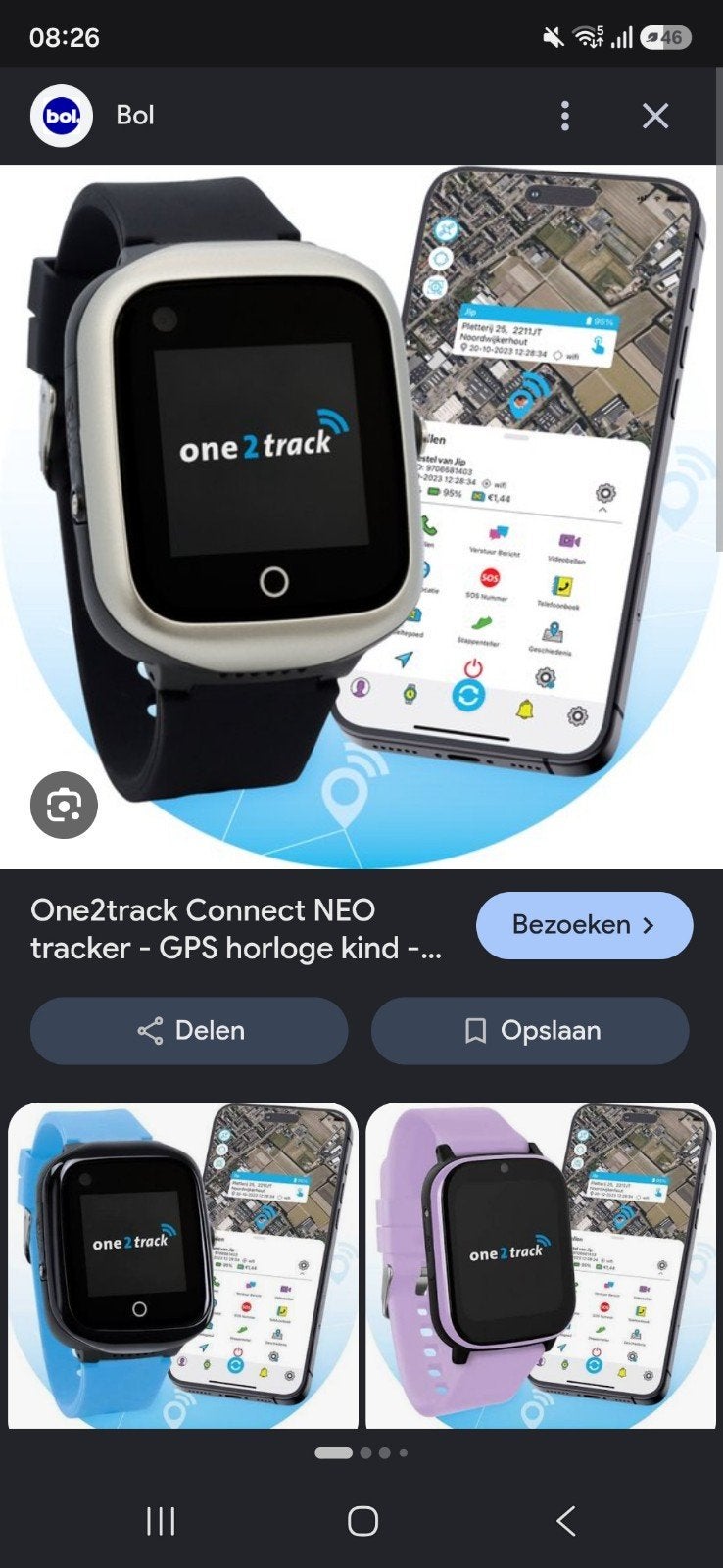 verloren one2track horloge in de Wijert, Ophalen of Verzenden, Zwart, Android