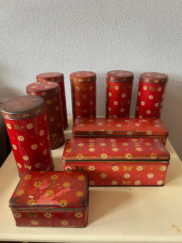 9 vintage Ark beschuit en cakeblikken, Ophalen of Verzenden, Gebruikt, Beschuit, Overige merken