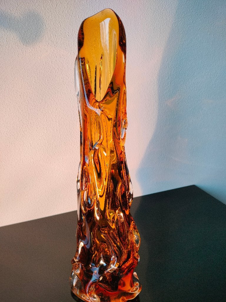 Vaas Jan Beranek Skrdlovice Amber Smoked Brown 42 cm 1960, Ophalen of Verzenden