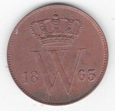 26-983 Nederland 1 cent 1863, Ophalen of Verzenden, Koning Willem III, 1 cent, Losse munt