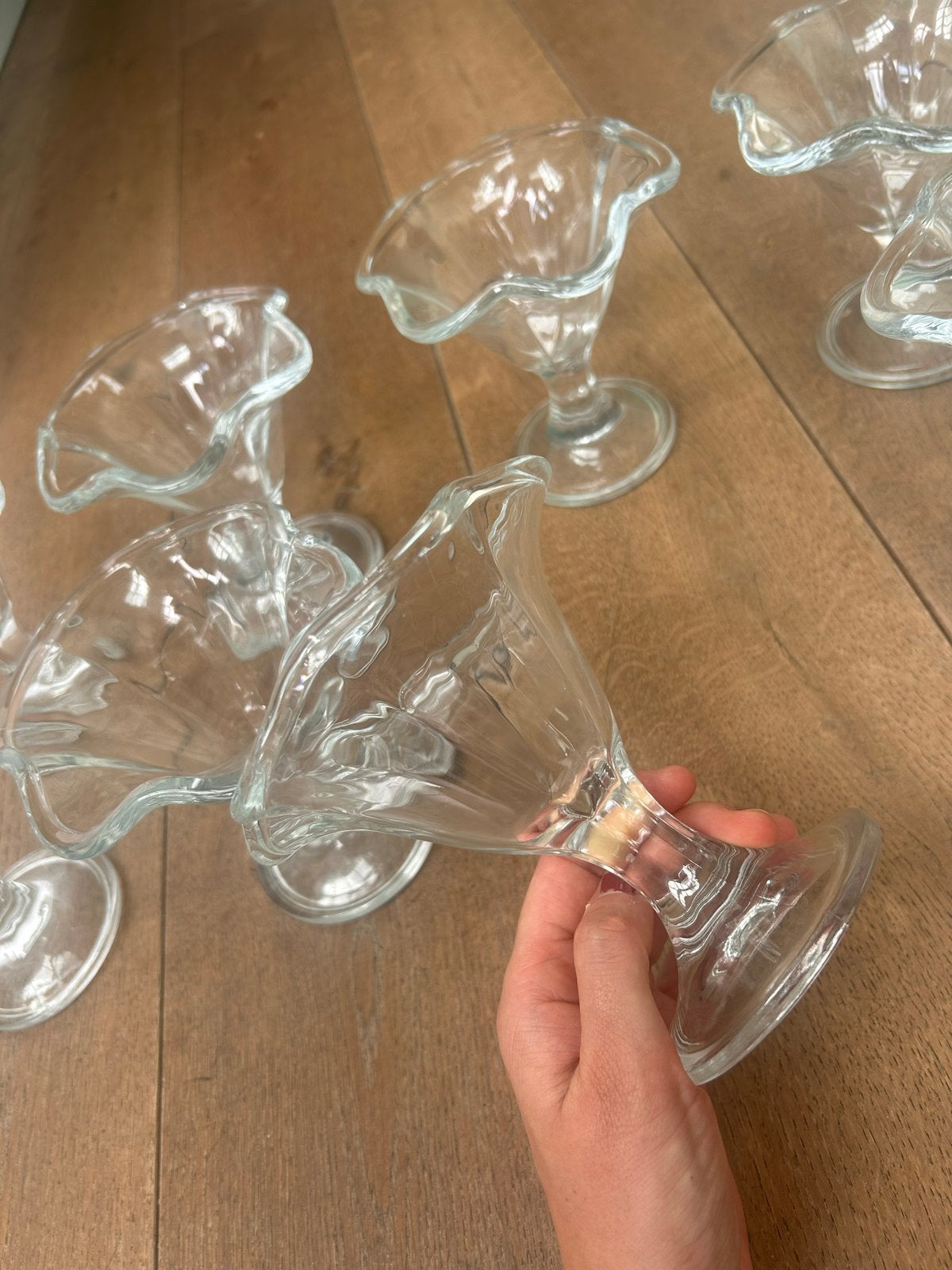 Set van 8 Glazen IJscoupes/Dessertschalen, Huis en Inrichting, Keuken | Servies, Ophalen, Glas of Glazen, Gebruikt, Vintage