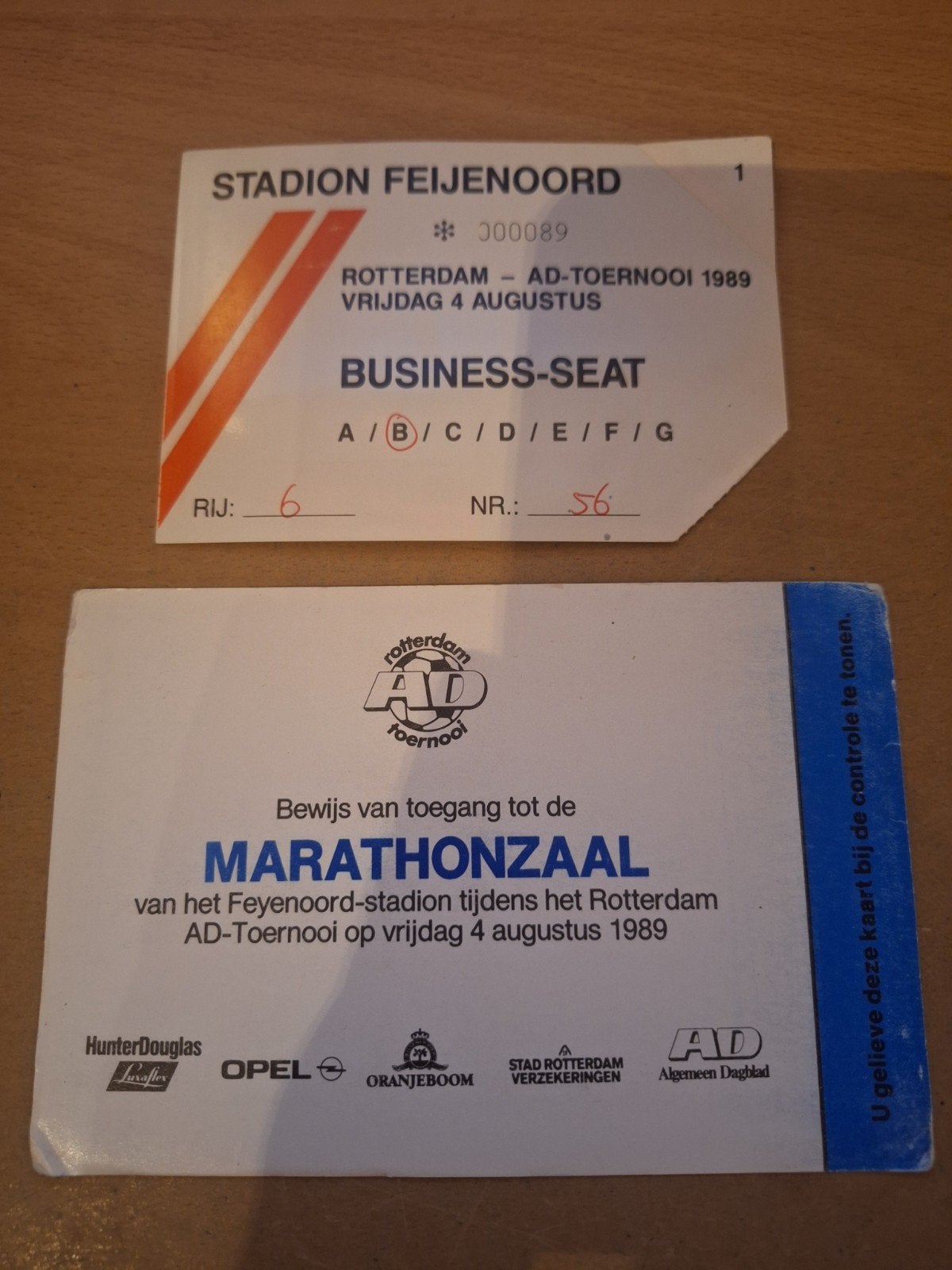 TICKET 1989 AD Toernooi dag 1 Feyenoord, Ophalen of Verzenden, Zo goed als nieuw, Feyenoord, Overige typen