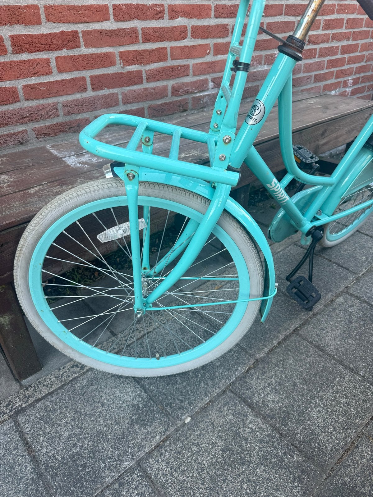 Leuke turquoise transportfiets 24 inch met voordrager, Ophalen, Gebruikt, 24 inch