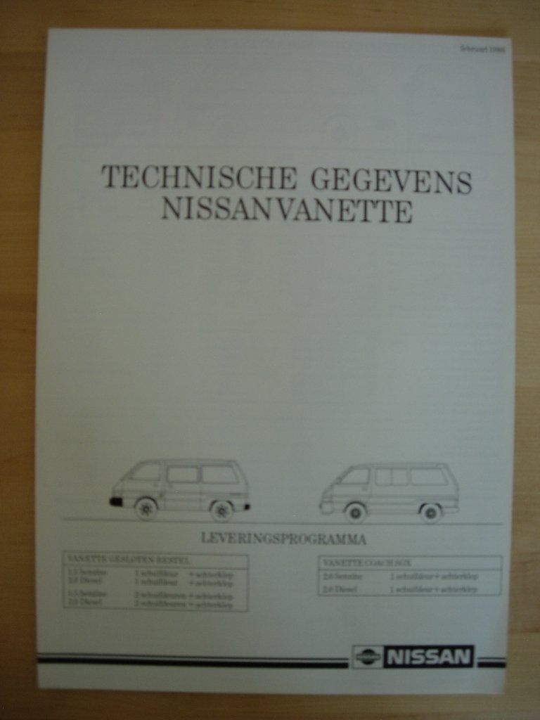 Nissan Vanette Brochure 1988, Ophalen of Verzenden, Zo goed als nieuw, Nissan, NISSAN