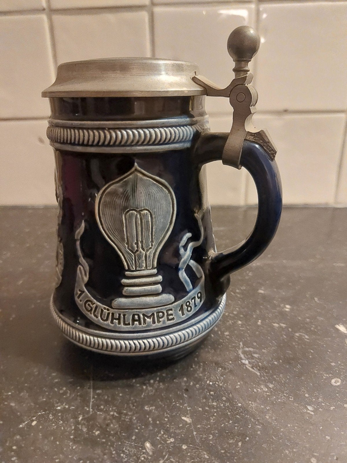 prachtige  Thomas Edison  Bierpul, Antiek en Kunst, Ophalen of Verzenden