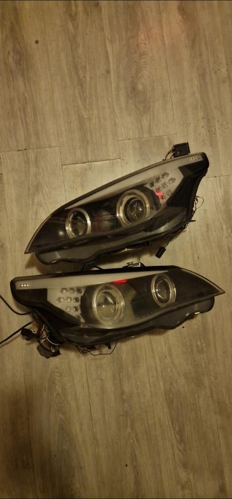 BMW E60 Pre-LCI Xenon Koplampen met Witte Eyebrow & LED, Auto-onderdelen, Verlichting, Ophalen of Verzenden, Gebruikt, BMW