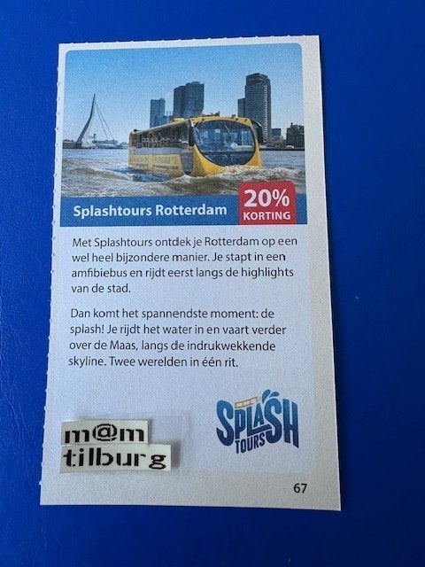 Splashtours Rotterdam 20% korting tot 1-7-2027, Drie personen of meer, Kortingsbon, Overige typen