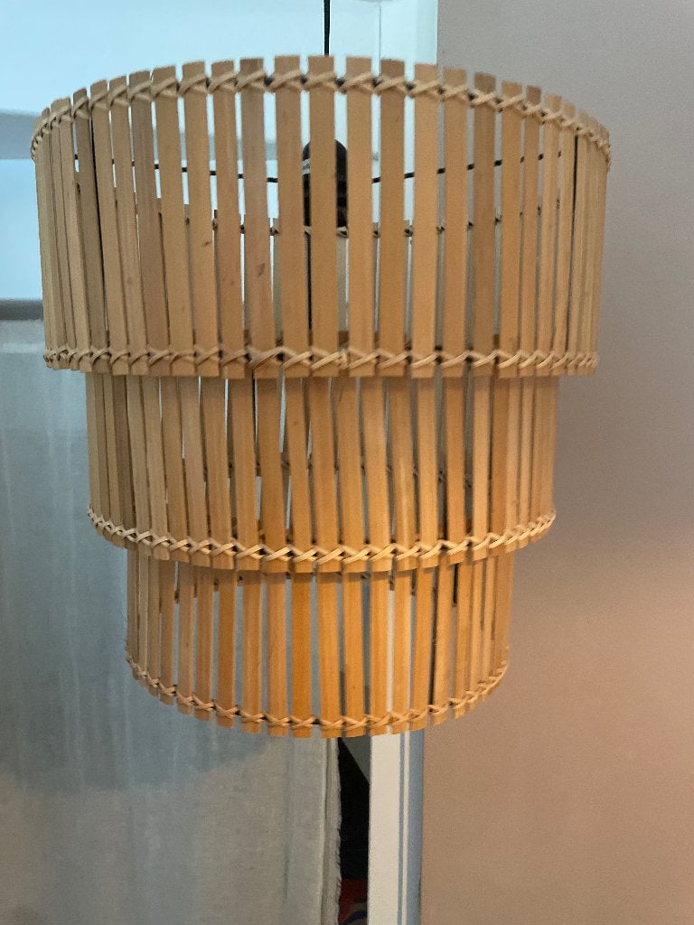 Rotan lamp, Huis en Inrichting, Ophalen, Gebruikt, Natuurlijk materiaal, E27 (groot)