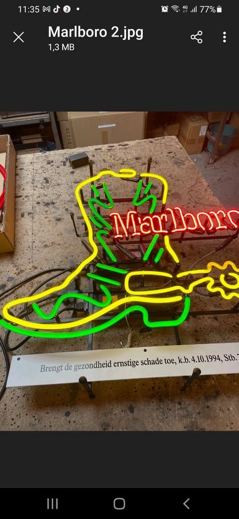 Diverse vintage neon verlichting: Marlboro, Grolsch e.a., Verzamelen, Ophalen of Verzenden, Gebruikt, Lichtbak of (neon) lamp