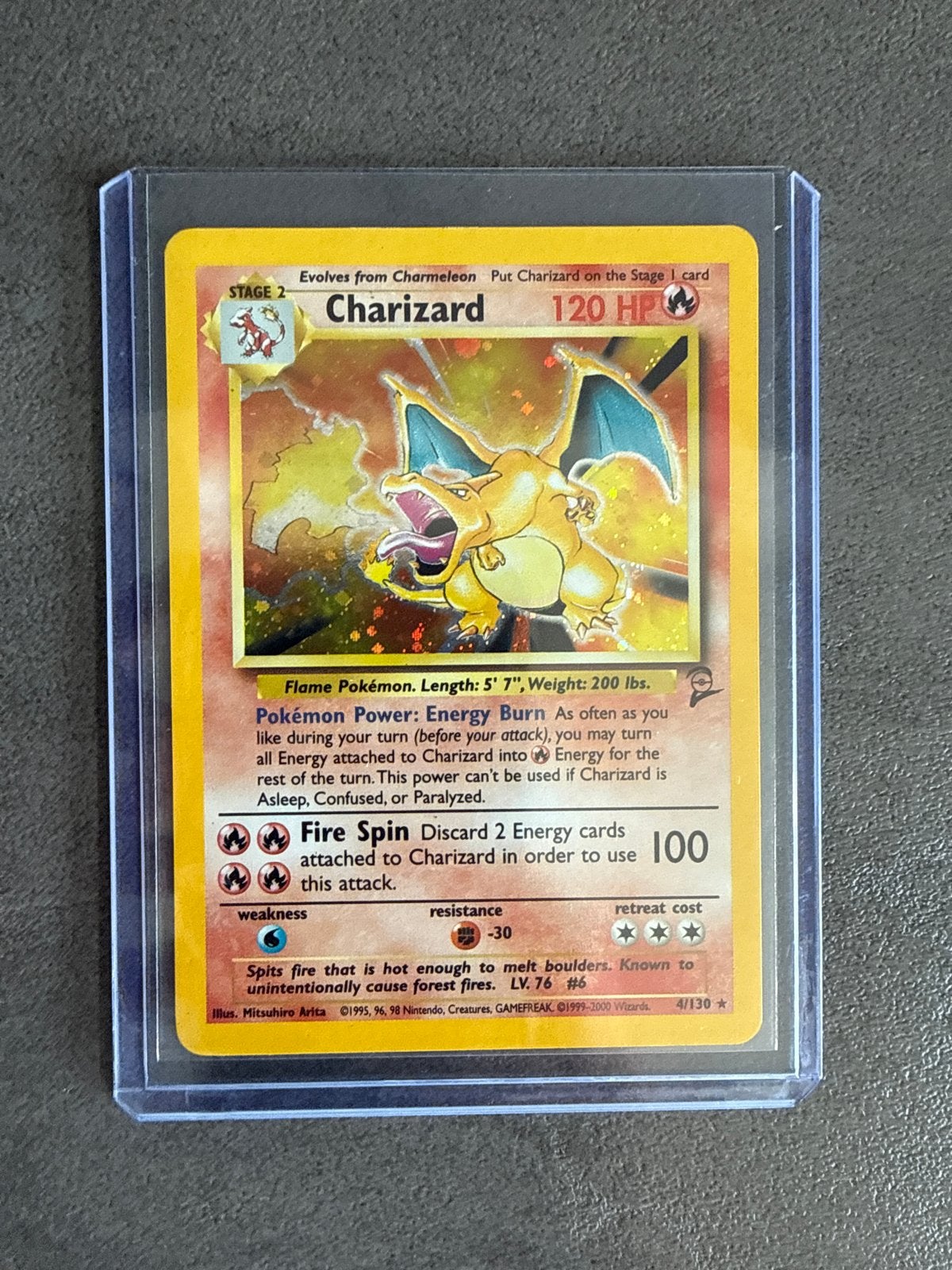Pokémon Charizard 4/130 - Base Set 2 - Holo, Hobby en Vrije tijd, Verzenden, Zo goed als nieuw, Losse kaart
