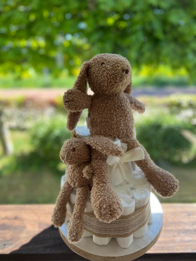 Luiertaart kraamcadeau baby knuffel wagenhanger hydrofiel, Kinderen en Baby's, Kraamcadeaus en Geboorteborden, Ophalen of Verzenden