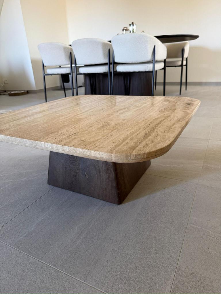 Travertin salontafel, Huis en Inrichting, Tafels | Salontafels, Ophalen, Overige materialen, 100 tot 150 cm, 50 tot 100 cm