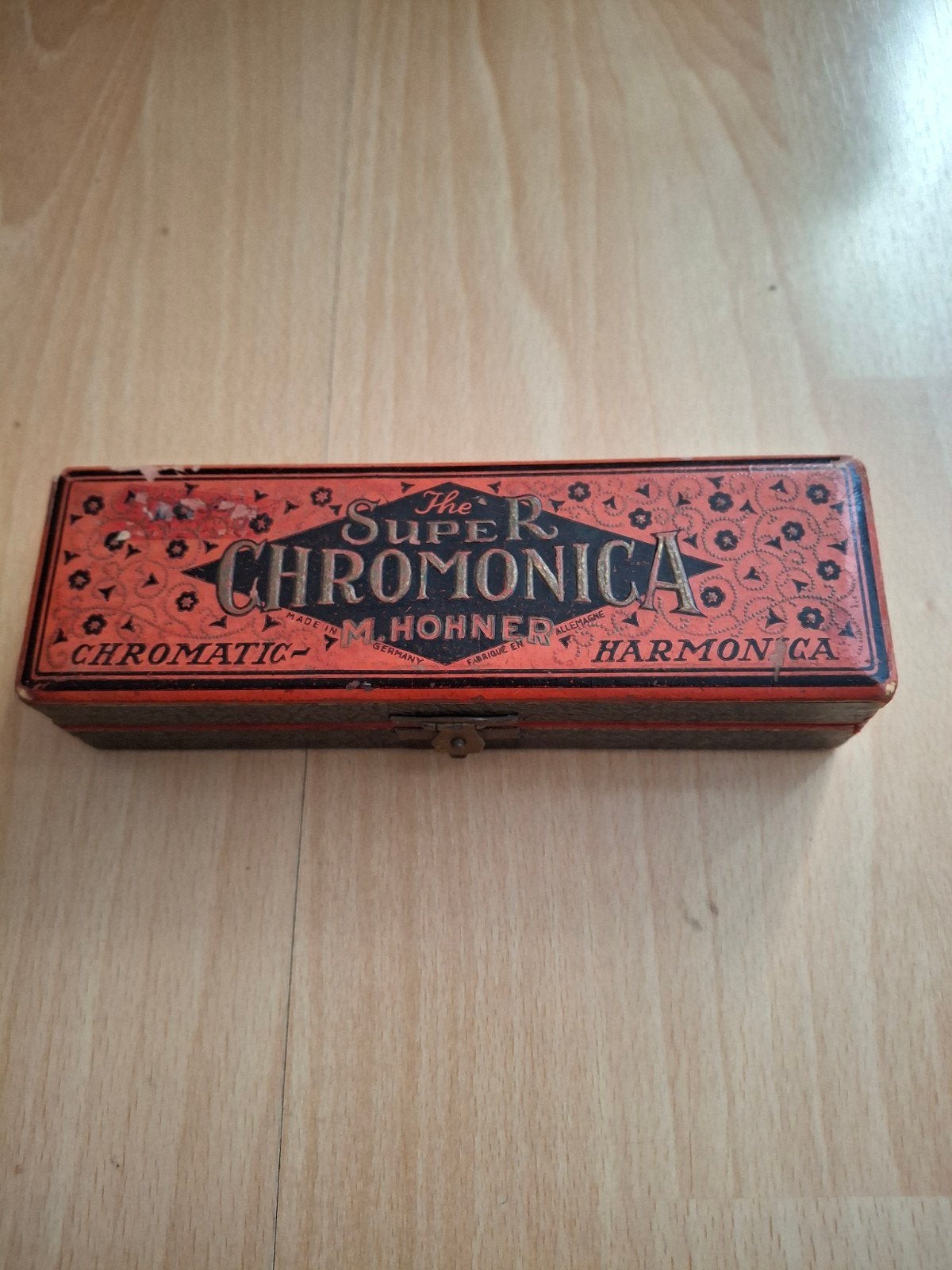 Vintage Hohner Super Chromonica Mondharmonica met doos, Ophalen of Verzenden, Gebruikt, C-mondharmonica
