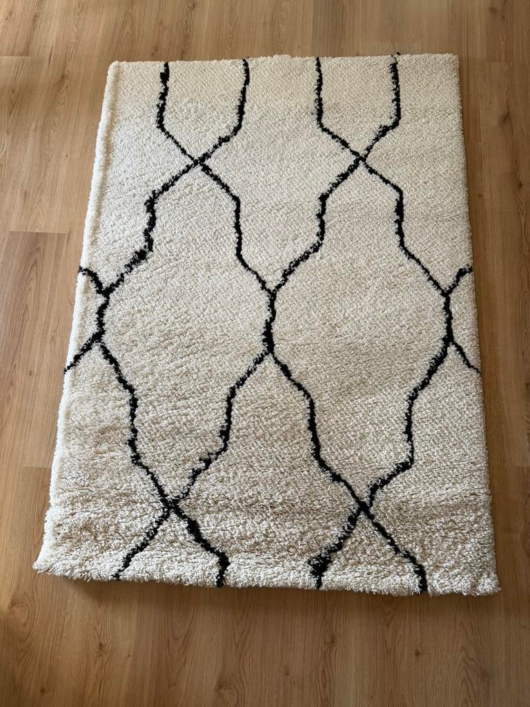 Splinternieuw vloerkleed beige/creme/zwarte streep, Ophalen, 100 tot 150 cm, Beige, Nieuw