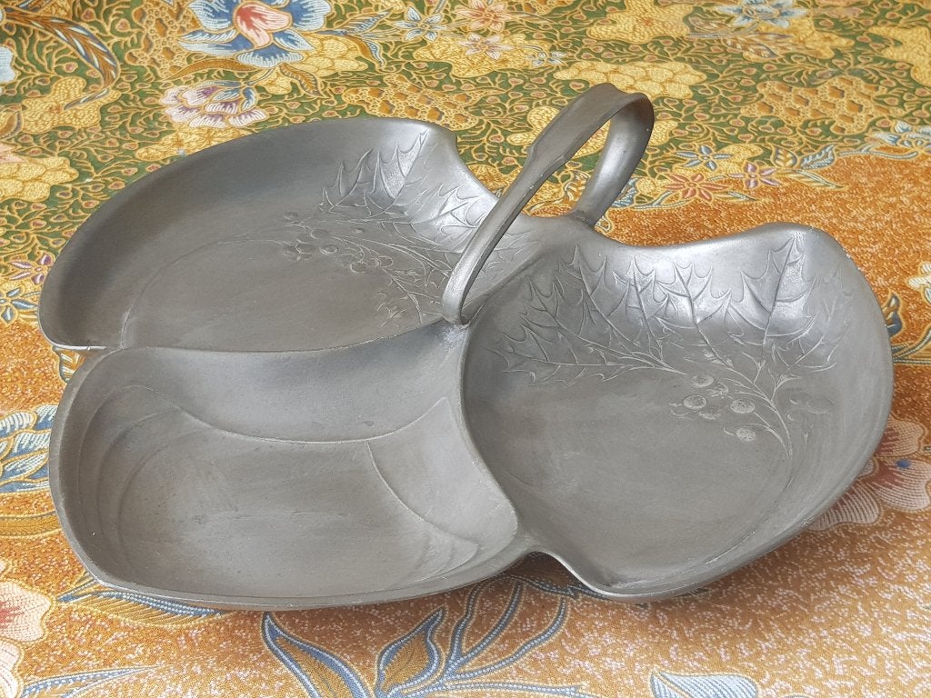 Mooie Art Nouveau schaal uit Duitsland van Orivit 29 cm., Antiek en Kunst, Antiek | Tin, Ophalen of Verzenden