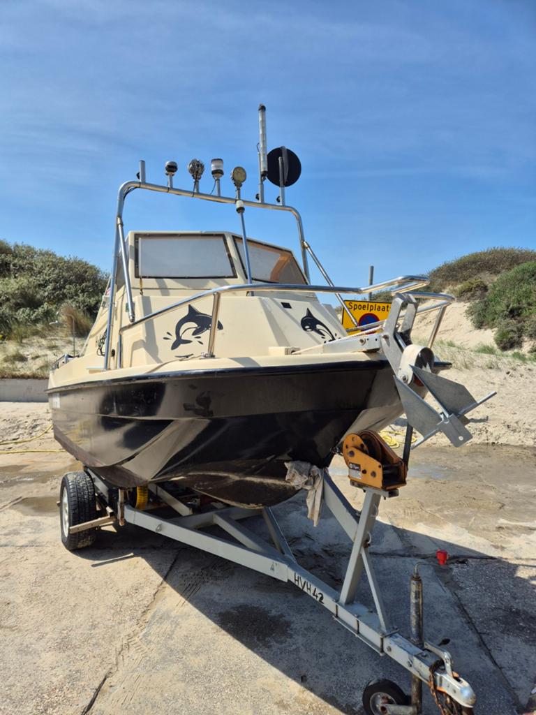 Robuuste visboot met Mercury 75pk buitenboordmotor, Watersport en Boten, Overige merken, Gebruikt, Buitenboordmotor, Tot 1.00 meter