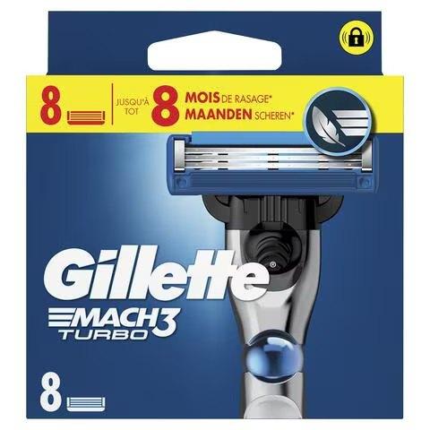 Gillette Mach3 Turbo Scheermesjes 8 stuks, Ophalen, Nieuw, Gehele gezicht