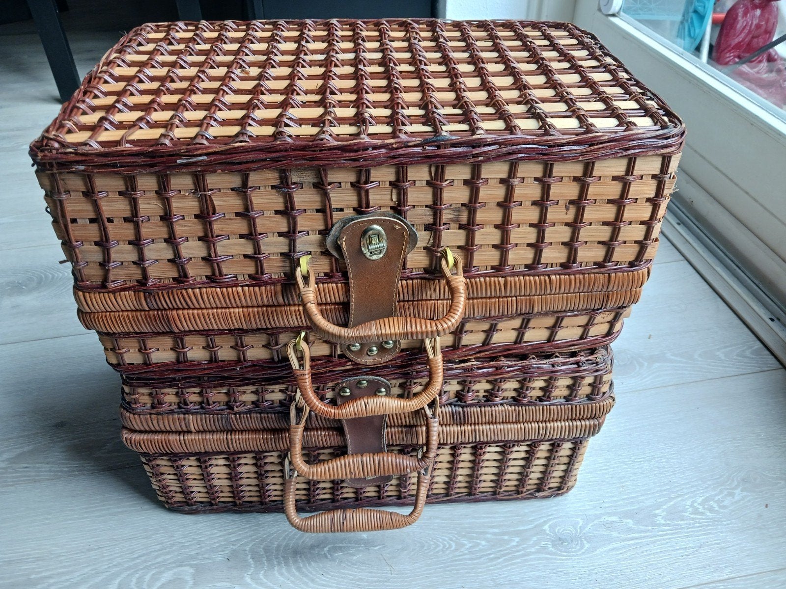 2 vintage koffermanden, ook voor picknick of strand leuk, Ophalen of Verzenden, Zo goed als nieuw, Zonder inhoud