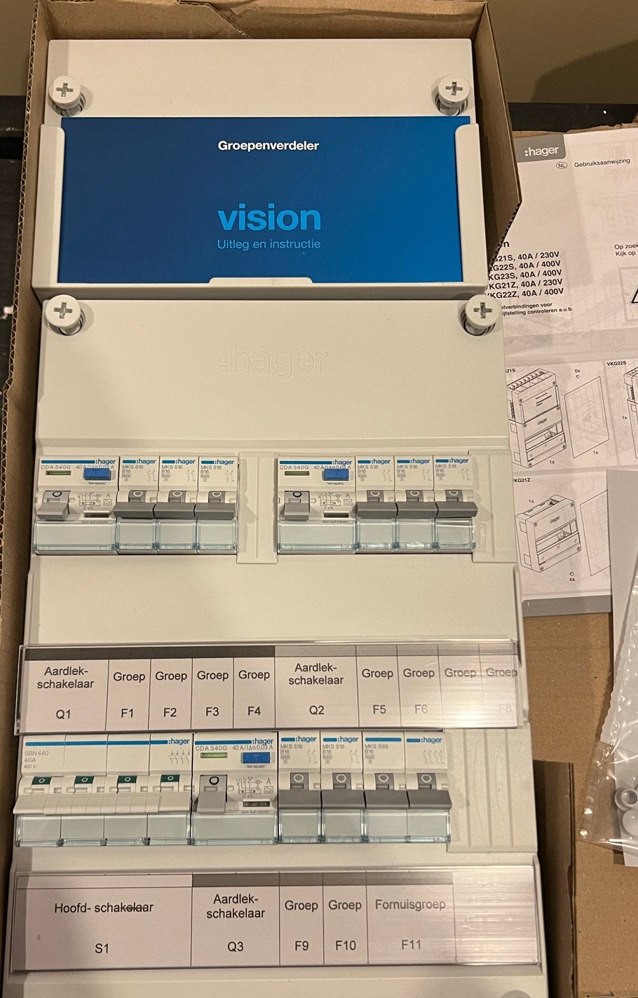 Hager Vision Groepenkast 3-fase met 8x B16 en kookgroep, Ophalen, Nieuw, Hager, Groepenkast