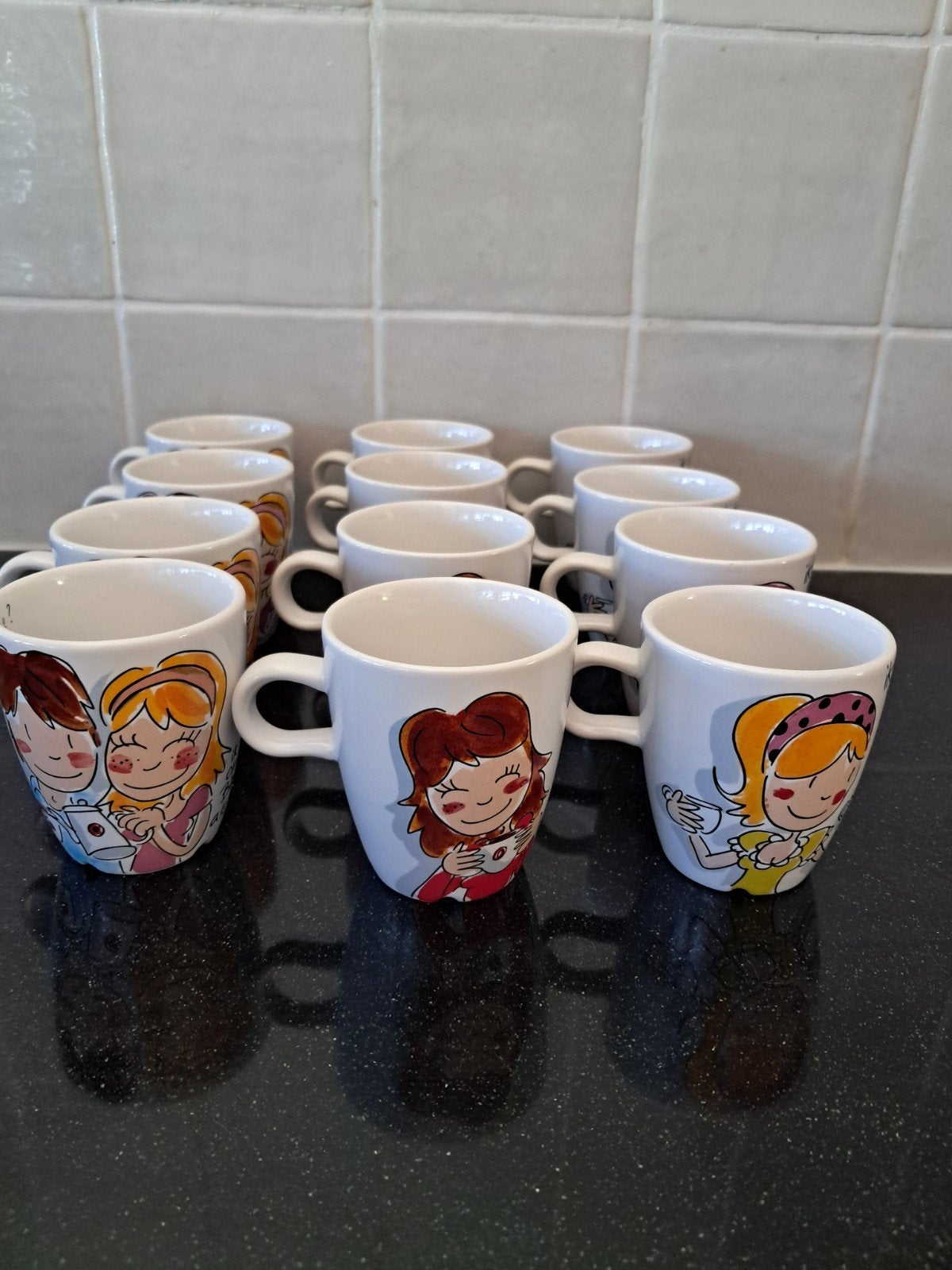 Set 12 Blond Amsterdam x Douwe Egberts espressomokken, Huis en Inrichting, Keuken | Servies, Verzenden, Zo goed als nieuw, Aardewerk