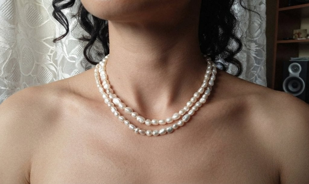Prachtige Parelketting Dubbel Authentieke Parels Luxe Slot, Ophalen of Verzenden, Nieuw, Wit, Steen of Mineraal