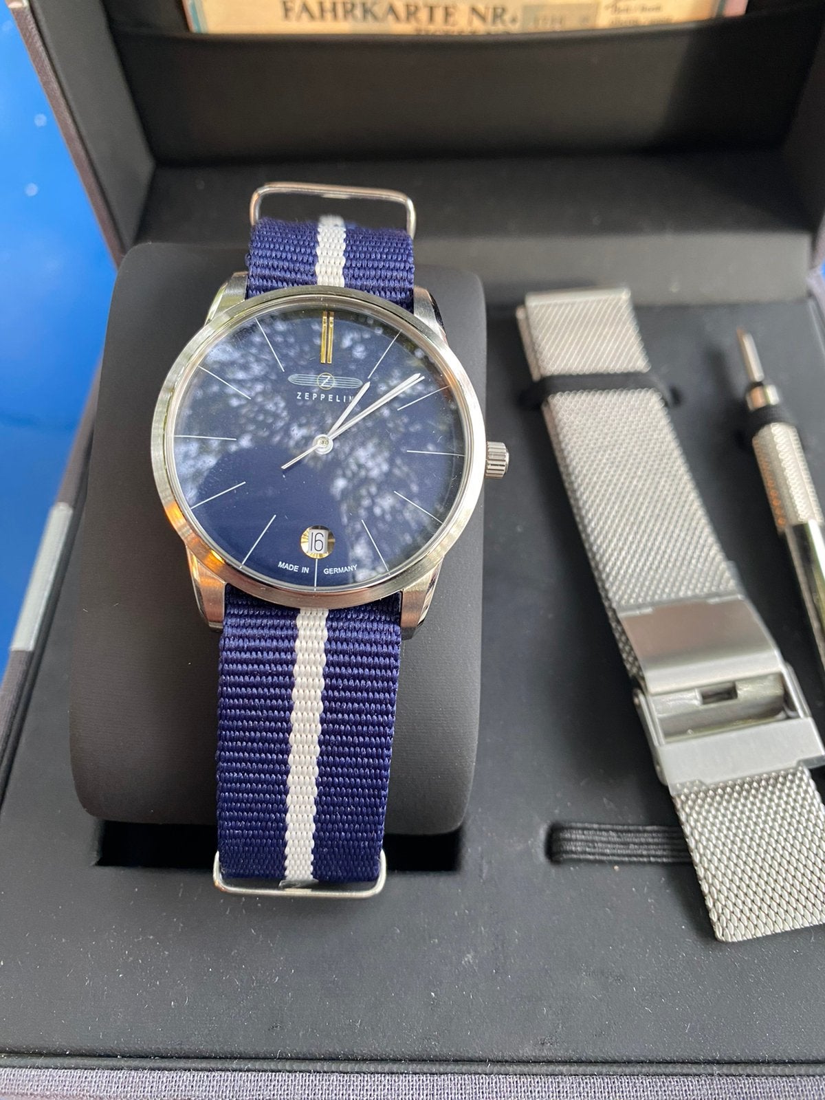 Zeppelin Flatline horloge 7343-3 – Nieuw, Overige merken, Staal, Zakhorloge, Staal
