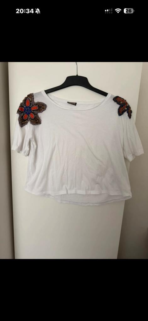 Maliparmi wit T-shirt met geborduurde bloemen, Kleding | Dames, Ophalen, Wit, Korte mouw, Maat 36 (S)