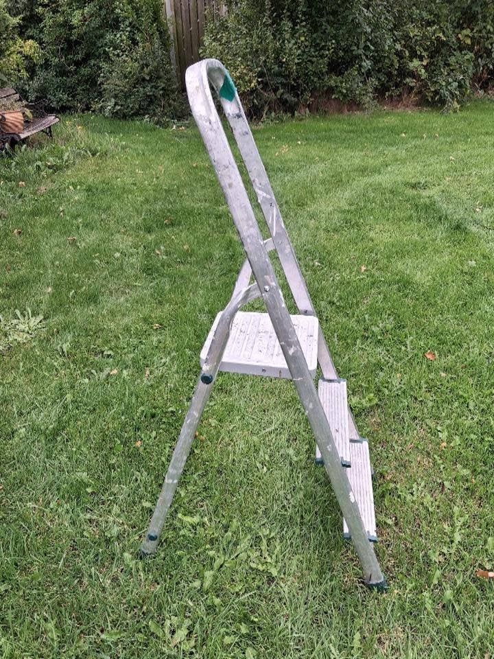 Aluminium huishoud trap 3 treden, Ophalen, Gebruikt, Opvouwbaar of Inschuifbaar, Minder dan 2 meter