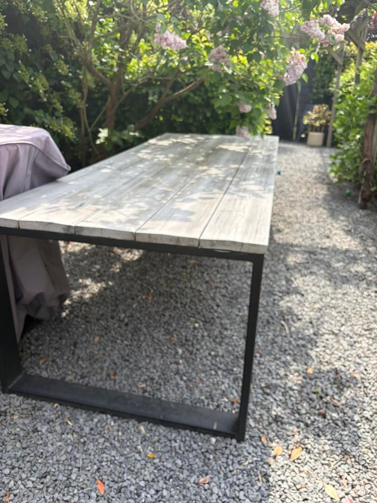 Tuintafel met 6 stoelen, Tuin en Terras, Ophalen, Gebruikt, Rechthoekig, Hout