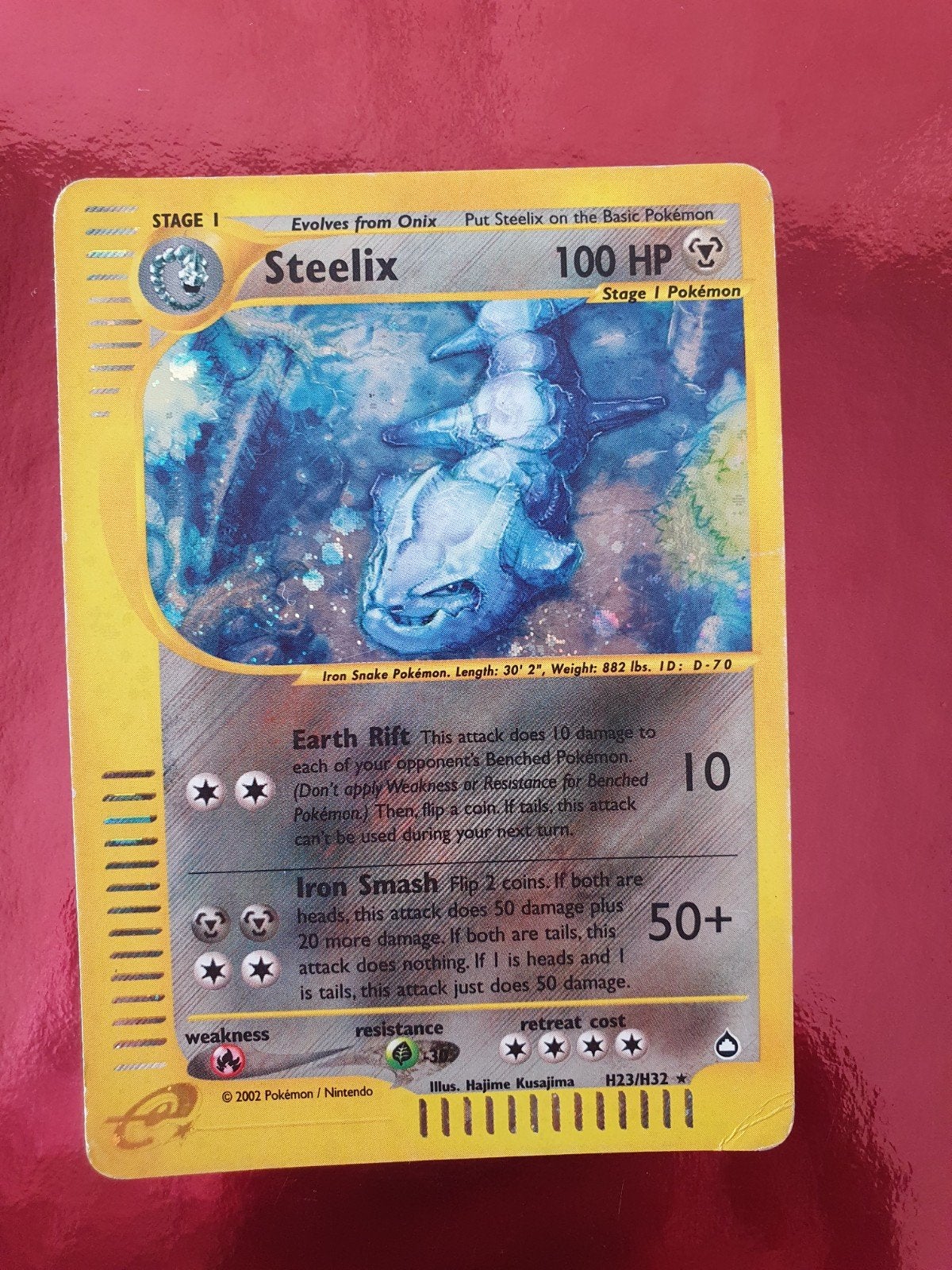 Steelix H23/H32 holo pokemon kaart, Ophalen of Verzenden, Gebruikt