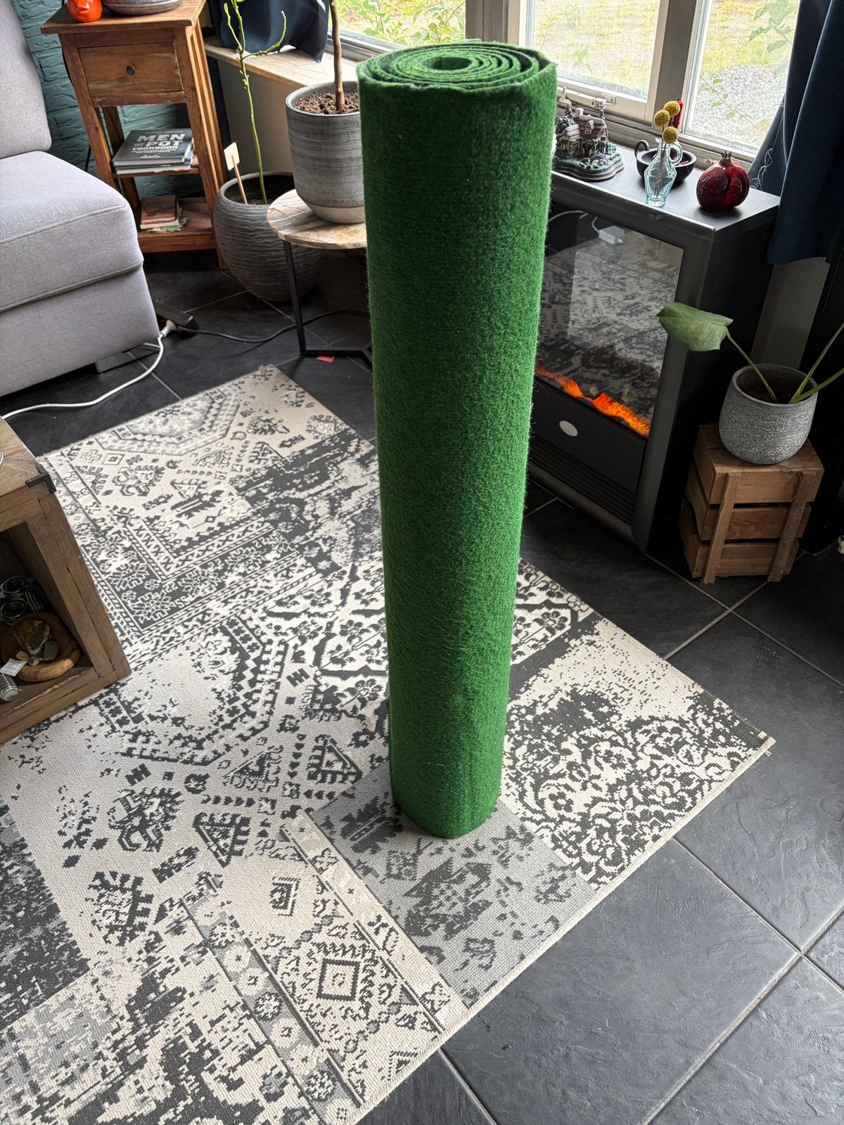 Groen (gras) tapijt 100 x 200, Gebruikt, 150 tot 200 cm, Rechthoekig, Groen