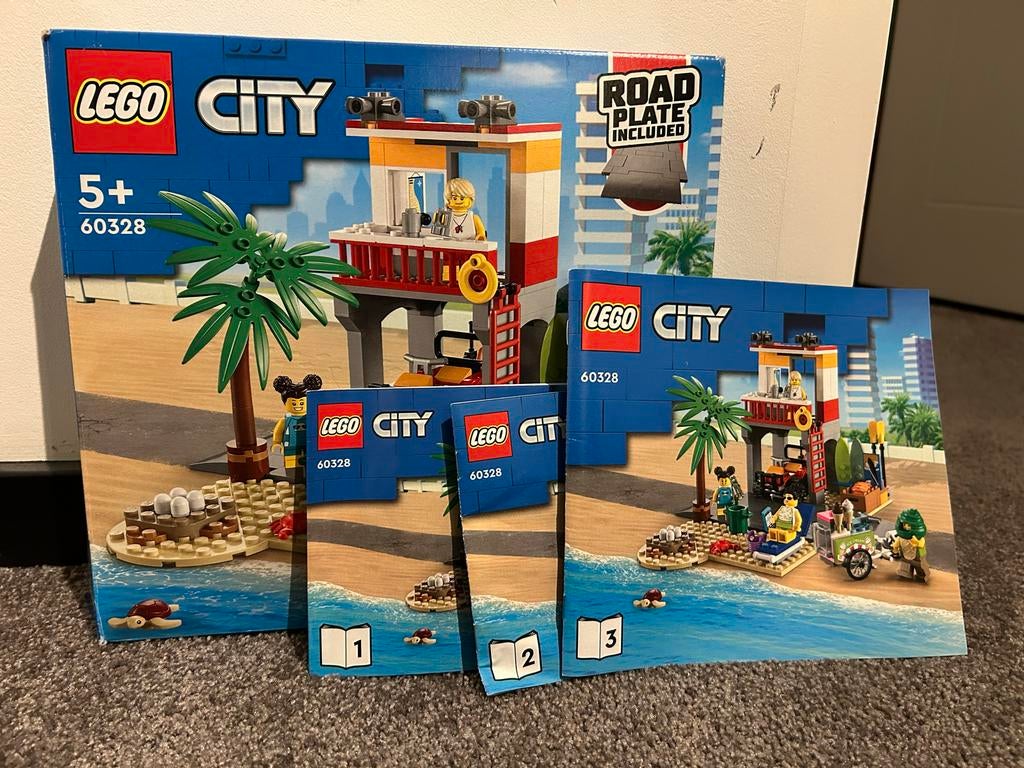 LEGO City Strandwachtpost (60328) - Zomers speelplezier!, Ophalen, Zo goed als nieuw, Complete set, Lego