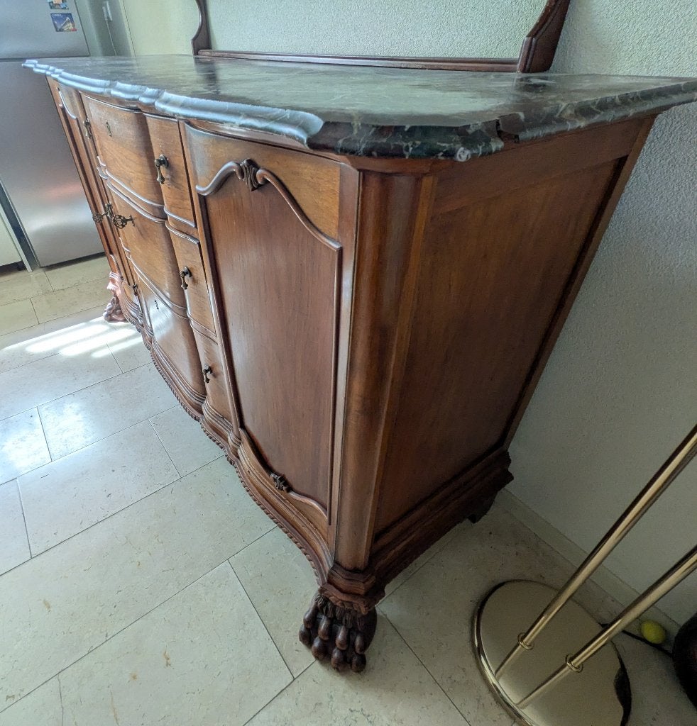 antiek dressoir met marmeren blad, Ophalen, Gebruikt, 25 tot 50 cm
